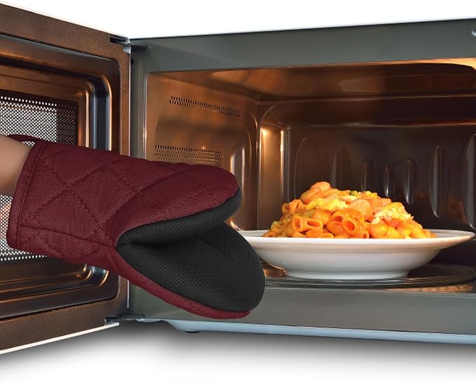 Short Oven Mitts, Heat Resistant 500°F, Silicone Grip Kitchen Gloves, Non-Slip - Image 7
