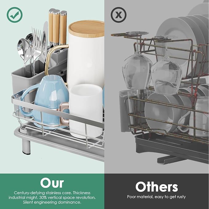 MOUKABAL Dish Drying Rack, Dish Rack, Stainless Steel Dish Racks - Image 6