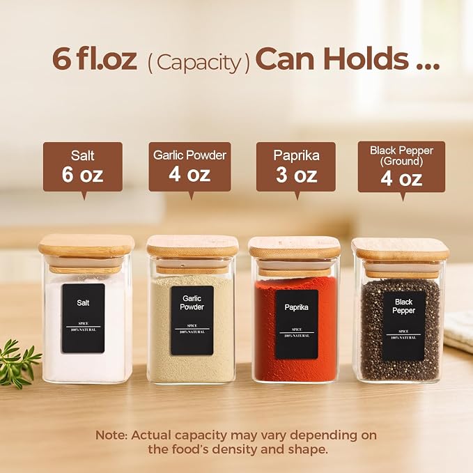 ComSaf Spice Jars with Labels 6 oz 12Pack, Small Spice Containers Starter Set - Image 2