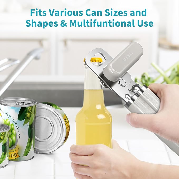 Ultrean Manual Can Opener Bottle Opener, Heavy Duty Stainless Steel Smooth Edge - Image 6