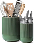 LE TAUCI Utensil Holder for Kitchen Counter, 7.3"+5.4" Fluted Ceramic Utensil by LETAUCI