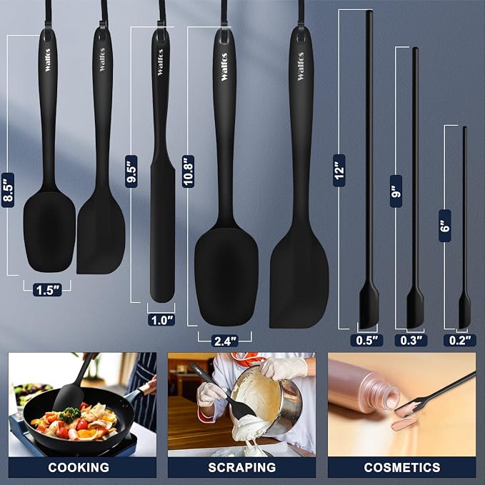 Walfos Silicone Spatula Set of 8(600°F）- Heat Resistant Kitchen Silicone - Image 4