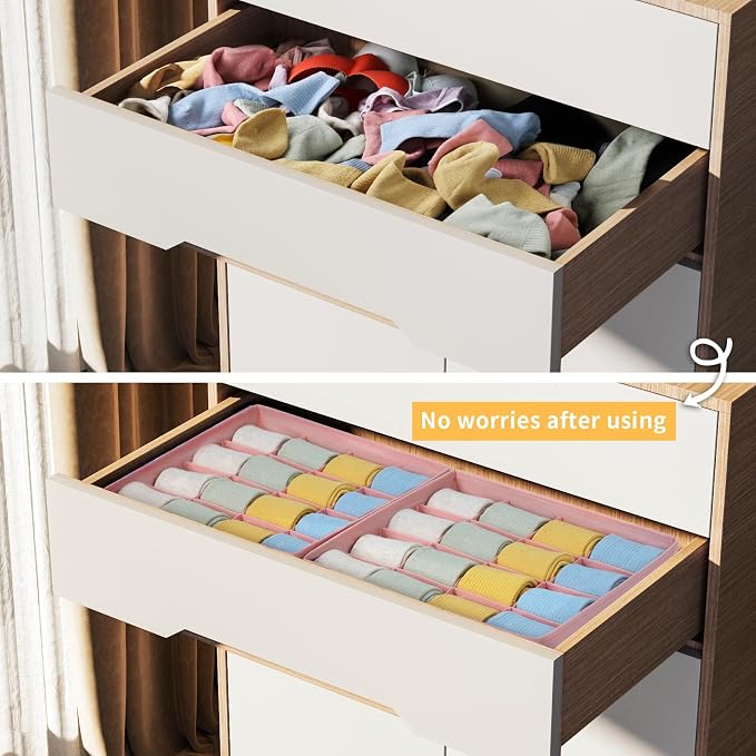 Joyoldelf Sock Drawer Organizer Divider, 16-Cell Underwear Organizers and - Image 7