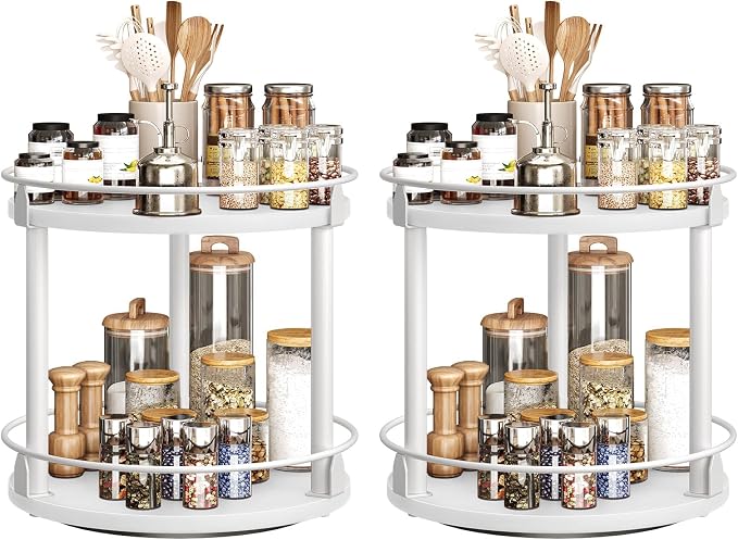 YATINEY Spice Rack, 2-Tier Turntable Organizer - Image 8
