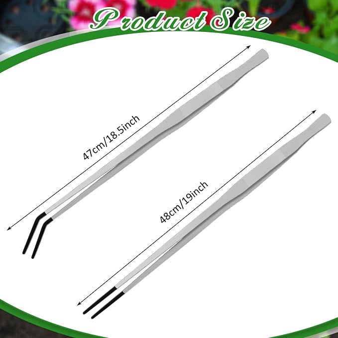 Lasnten 2 Pcs Extra Long Stainless Steel Reptile Feeding Tongs - Image 2