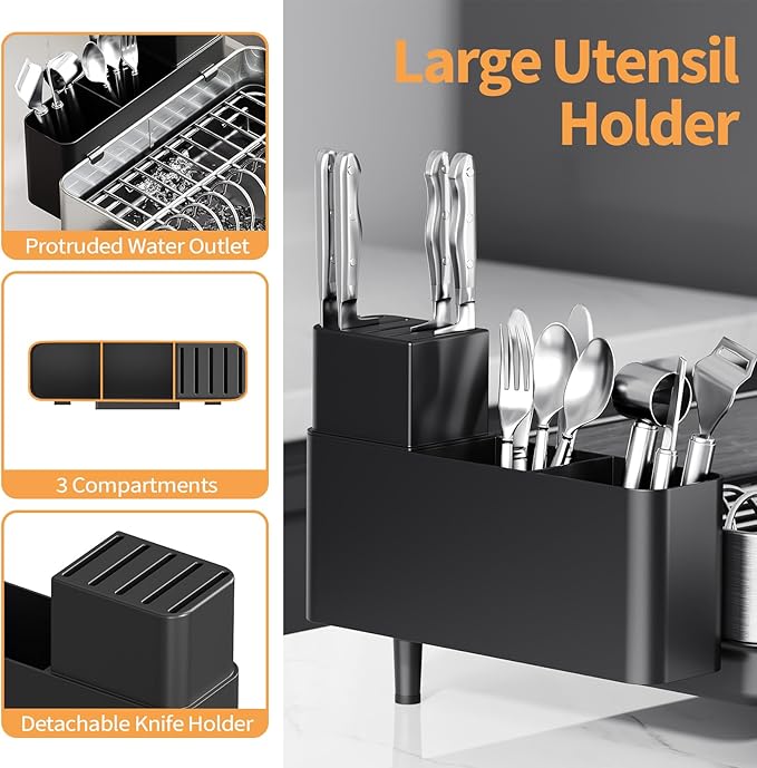 Urackify Dish Rack for Kitchen Counter, 304 Stainless Steel Dish Drying Rack - Image 5