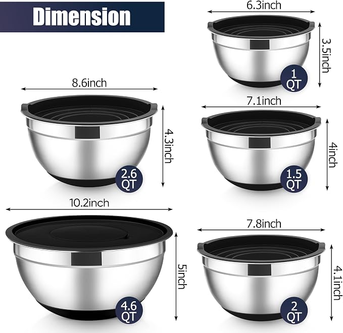 E-far Stainless Steel Mixing Bowls - Image 2