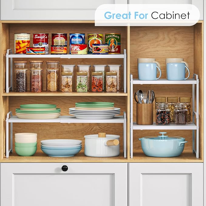 2 Pack 11” Width Expandable Kitchen Cabinet Organizer Shelves, Heavy Duty - Image 6