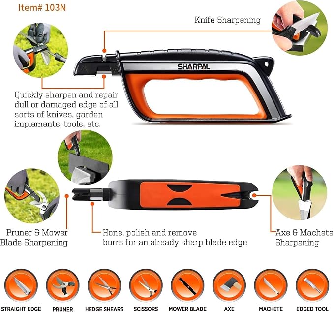 SHARPAL Pocket Knife Sharpener & Garden Tool Sharpener, Sharpening Straight and - Image 5