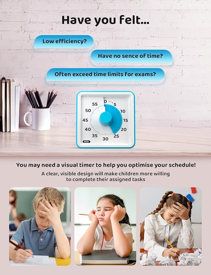 LIORQUE Visual Timer for Kids, 60-Minute Countdown Timers for Classroom Office - Image 4