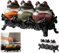 Witchy Frog Apothecary Spice Jars, Handcrafted Vintage Glass Storage Jars by Unknown