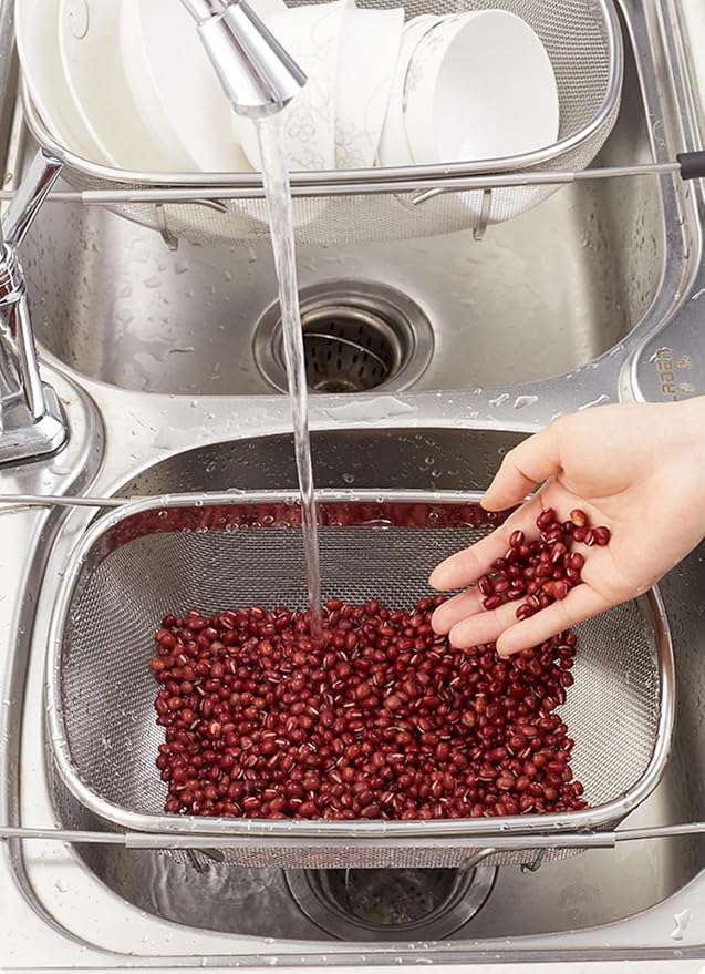 Fine Mesh Colander Over The Sink 6 Quart Stainless Steel Strainer Basket & - Image 7