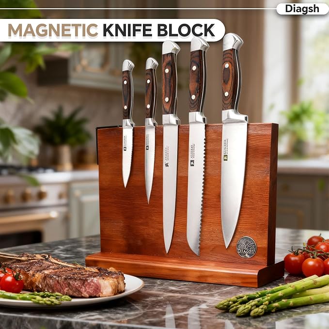 Knife Set with Block, Magnetic Knife Block Set with Knives - Image 3