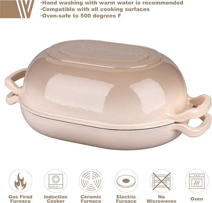 VORRINGARD Enameled Cast Iron Sourdough Bread Oven, Dutch Oven, Loaf Cast Iron - Image 3