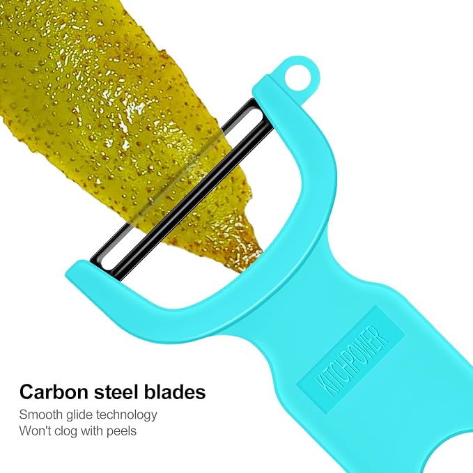 Original Vegetable Fruit Peeler Carbon Steel Blade 3 Pack Orange/Blue/Yellow… - Image 3