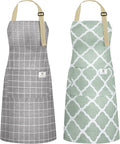 NLUS 2 Pack Kitchen Cooking Aprons, Adjustable Bib Waterproof Chef Apron by NLUS