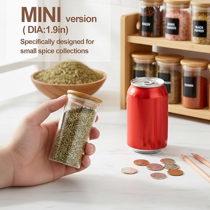ComSaf Spice Jars with Label 4oz 16 Pack, Glass Spice Jars with Bamboo Lid - Image 3