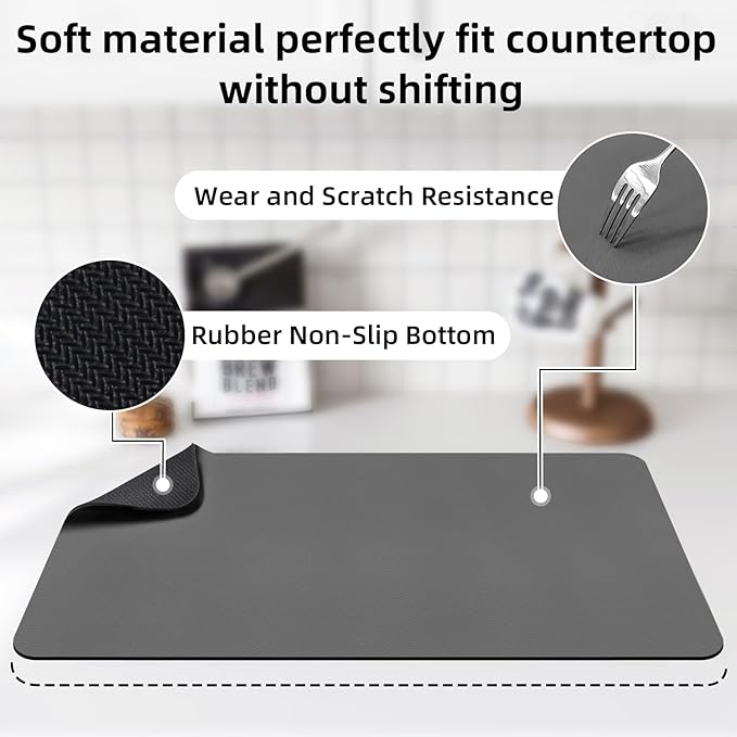 LOPNUR Kitchen Dish Drying Mat, Diatomite Coffee Mat, Super Absorbent Dish - Image 4