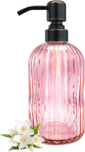 16 OZ Pink Glass Soap Dispenser by LEETCPHOME
