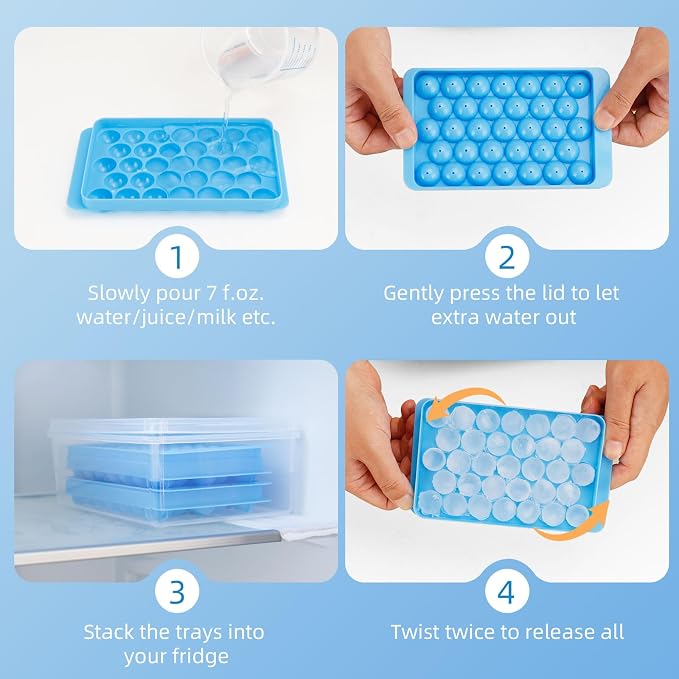 2 Pack Ice Cube Trays Set -with Lids, Storage Container & Ice Tongs, 66-Count - Image 6