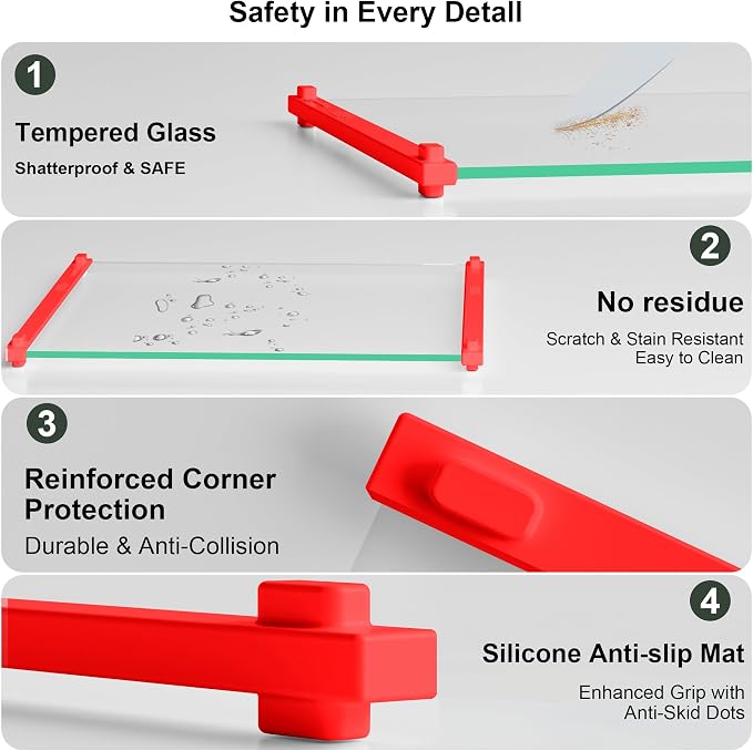 2PCS Glass Cutting Board with Silicone Grip, 80% Stronger Shatter Resistance - Image 4
