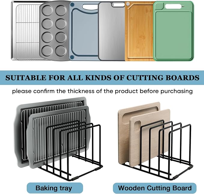 2-Pack Cutting Board Organizer, 5-Slot Steel Kitchen Storage Rack - Image 4