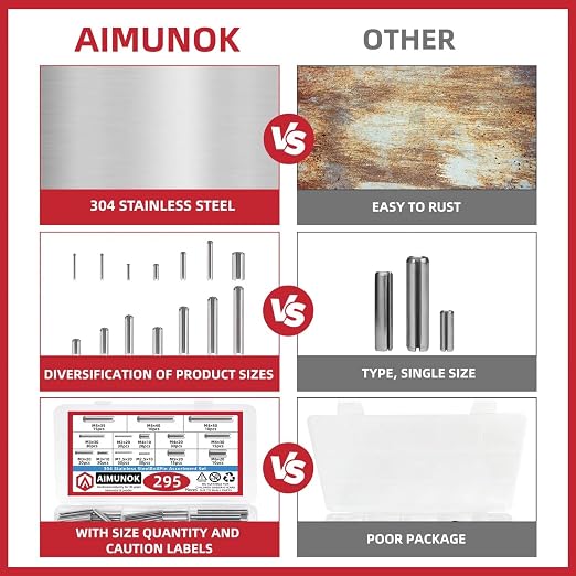 295-Piece Stainless Steel Roll Pin Assortment Kit - Image 5