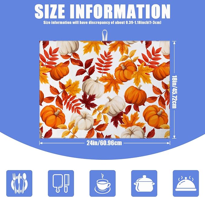 Fall Pumpkin Maple Dish Drying Mat - Image 2