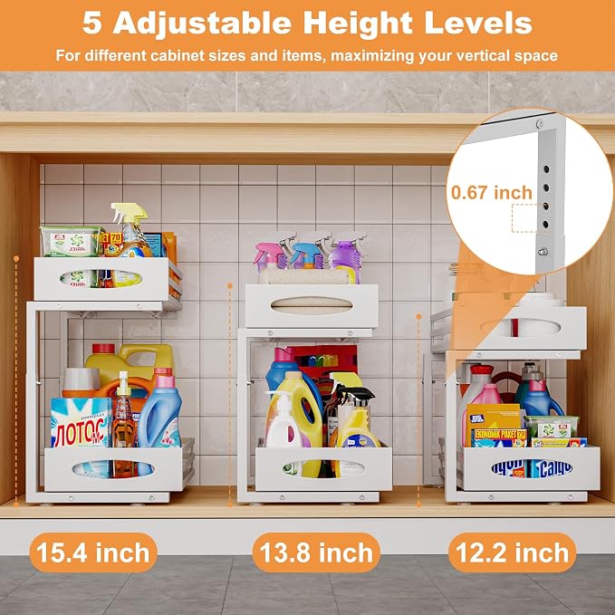 Under Sink Organizer, 2 Tier Under Sink Organizers and Storage, Adjustable - Image 6