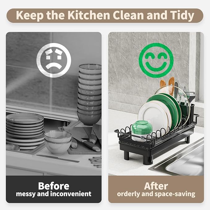 SanDream Dish Drying Rack, Small Over Sink Dish Drying Rack, Expandable Over - Image 5