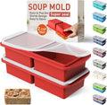 Silicone Freezer Tray with Lid Soup Freezer Container Molds with Steel by Socisen