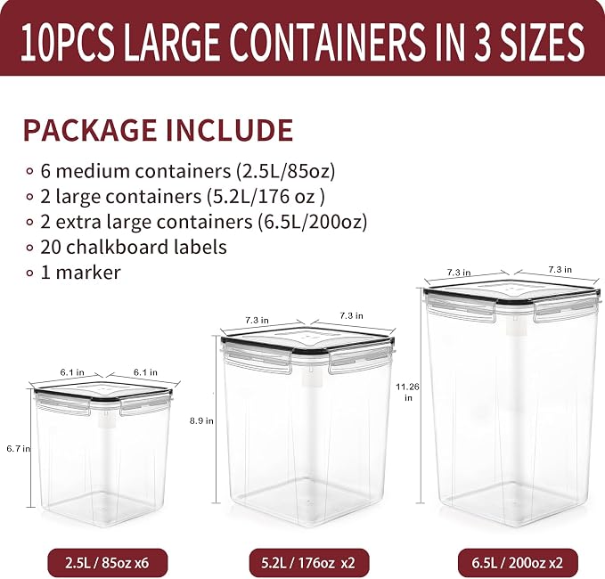 PRAKI Large Airtight Food Storage Containers - Image 2