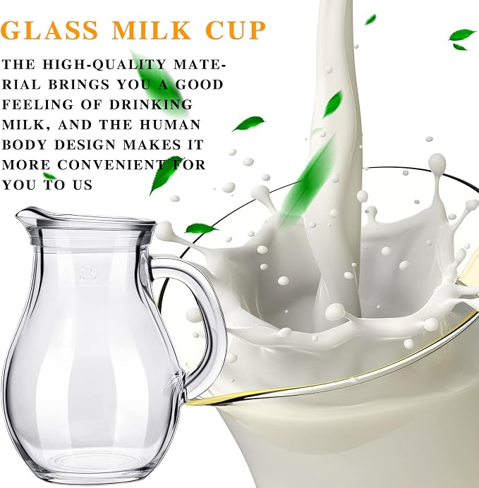 Leinuosen 2 Pcs Glass Pitcher Elegant Shaped Glass Tea Pitcher Coffee Milk - Image 4