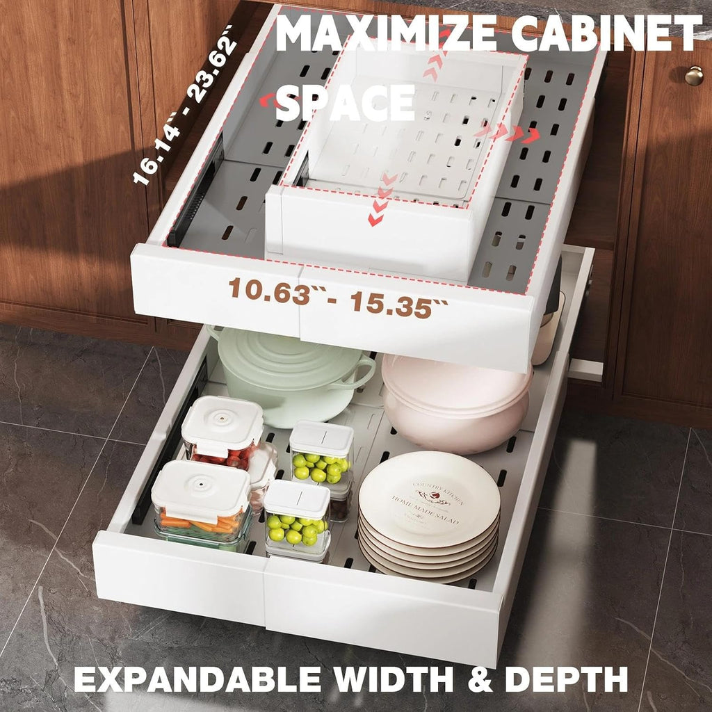 Pull Out Cabinet Organizer,4-Side Expandable to Maximize Cabinet