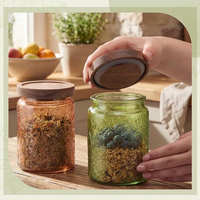 Willinglong 2 Pack 23.7oz Colored Vintage Glass Storage Jars - Image 2