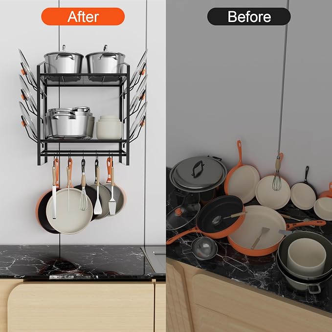 VyGrow 17 Inch Pot Rack Wall Mounted, 2 Tier Pots and Pans Organizer - Image 7