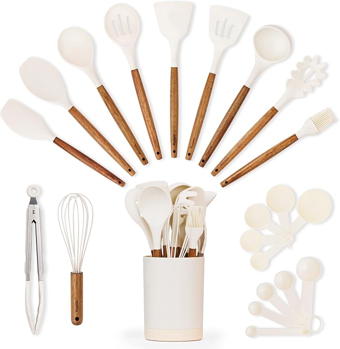 Silicone Kitchen Utensils Set & Holder: Cooking Utensils Set by Smirly
