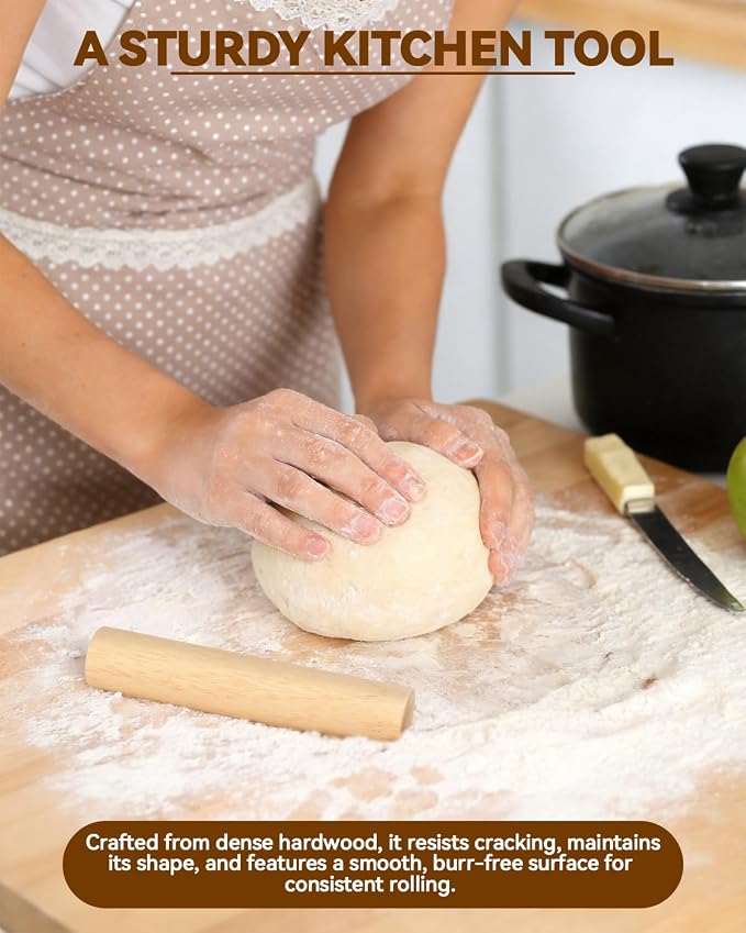 6 Inch Small Wooden Rolling Pin, Wooden Rolling Pin Set - Image 4