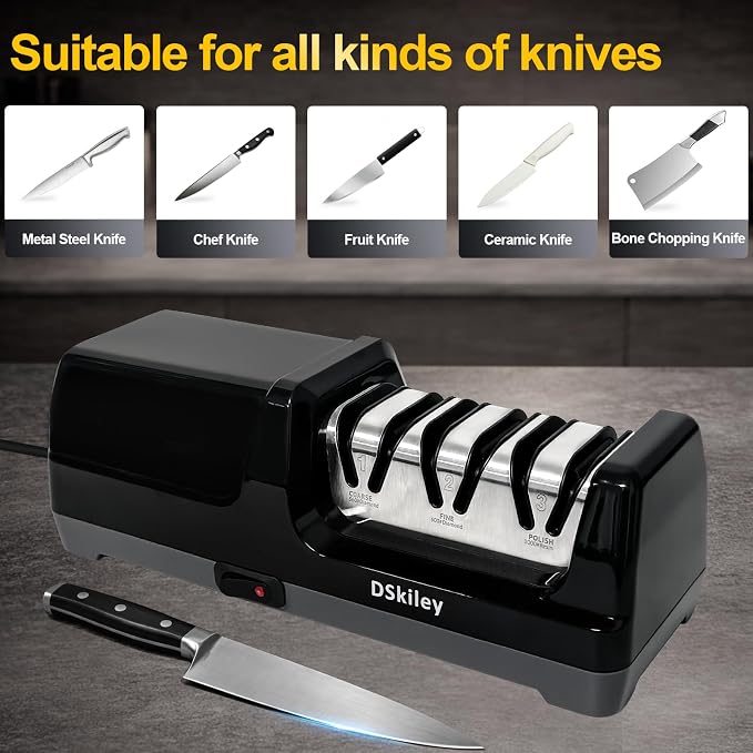 Electric Knife Sharpener for Kitchen – Professional 3-Stage 100% Diamond System - Image 6