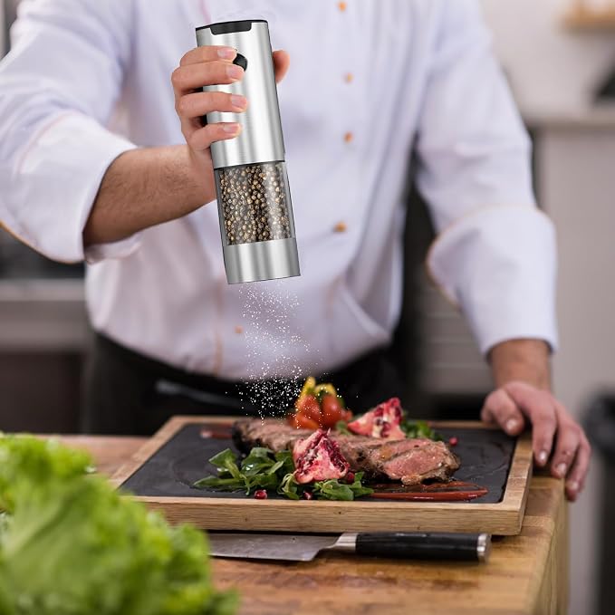 Electric Salt and Pepper Grinder Set, Automatic Salt Pepper Mill Grinder - Image 7