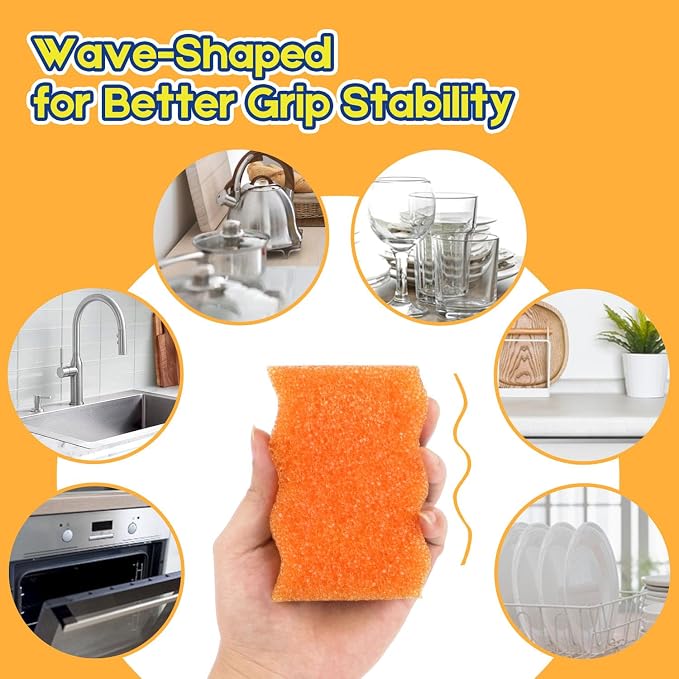 LAUNDRYLUX Scrub Sponge, 4 Pack Dual-Sided Temperature-Responsive Scrubber - Image 4
