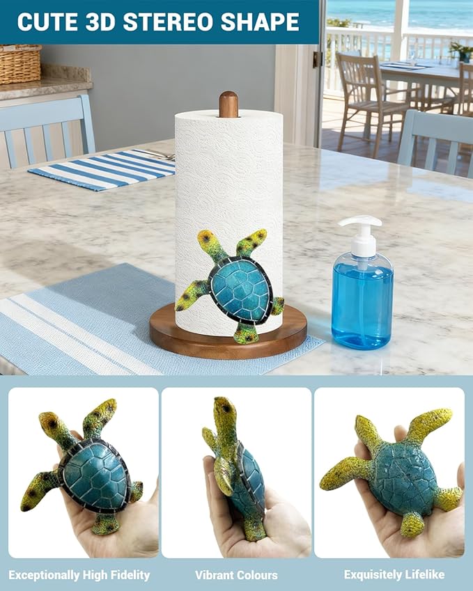 Green Turtle Paper Towel Holder, Coastal Beach Ocean Home Decor - Image 3