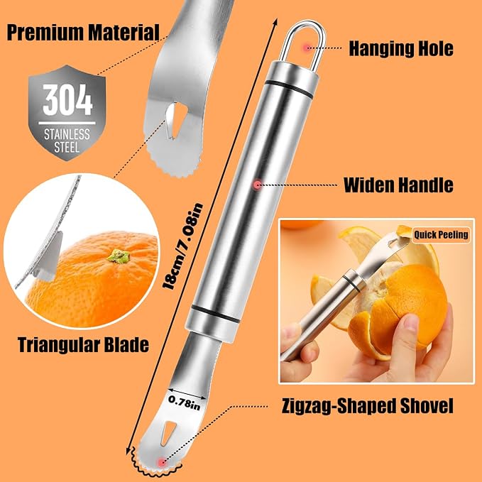 Stainless Steel Orange Peeler Easy and Quick Peeling Long Handle Orange Citrus - Image 2