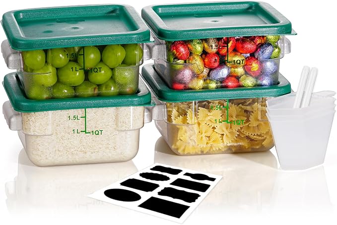 2QT NSF Food Storage Containers: 8 PCS Commercial Clear Square Food Storage by SVKLHY