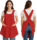 Apron for Women with Pocket Cotton Linen, Japanese Cross Back Apron for by ROLOSI