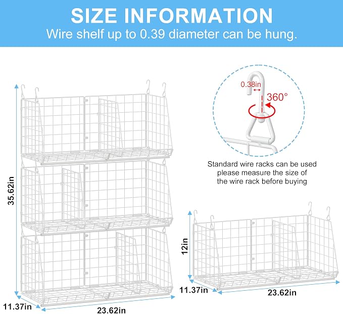 23.62” Extra-Long Under-Shelf Hanging Laundry Basket Organizer, Fits Wire - Image 7