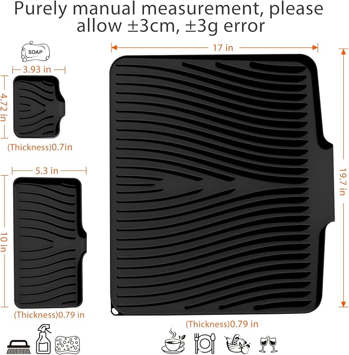 Silicone Dish Drying Mat for Kitchen Counter, Dish Drying Pad, Non-Slip Drain - Image 2