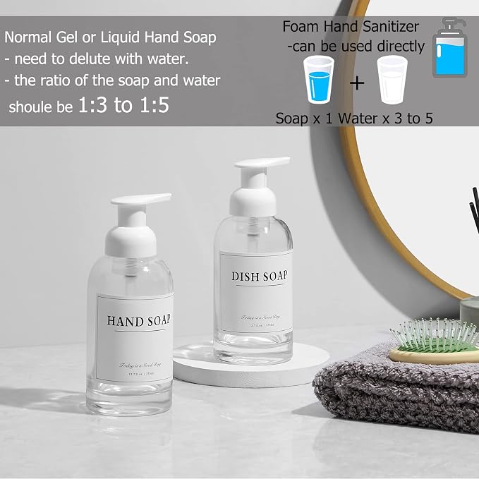 rejomiik 2 Pack Foaming Soap Dispenser Thick Glass Foam Hand Soap Dispenser - Image 6