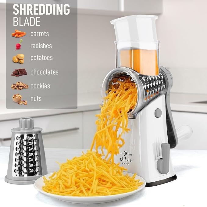 Zulay Kitchen Rotary Cheese Grater 5 Blade Cheese Shredder - Image 3