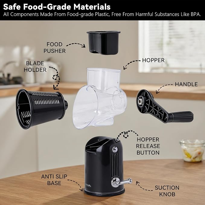 5-in-1 Rotary Cheese Grater Vegetable Slicer - Image 3